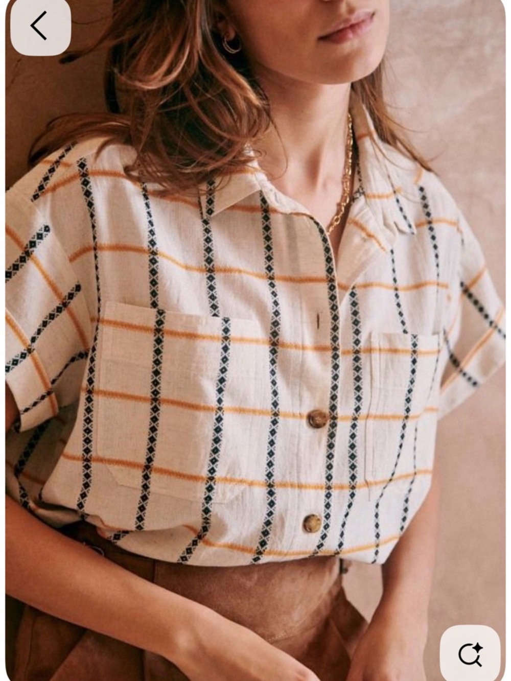 Sezane Kessy Button-Front Short Sleeve Blouse